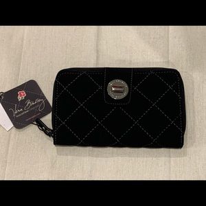 Vera Bradley black wallet with white stitching